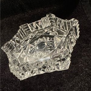 Cut Glass ~Trinket Dish ~Clear Colour ~Hexagon (6-Sided) Shape ~ Vintage (09900)